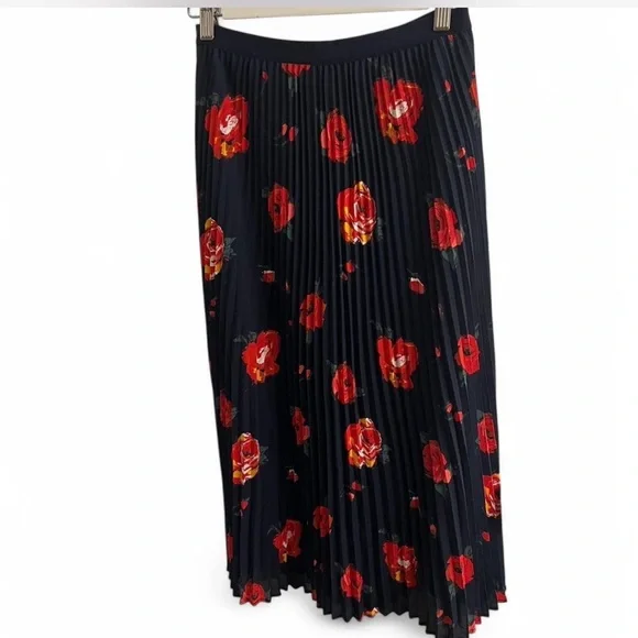 Babaton aritzia Red and Blue Pleated Pencil Midi Skirt - Picture 1 of 6